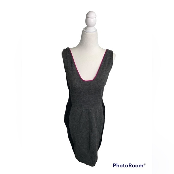 Anthropologie Weston Sheath Gray Pink Bodycon Stretch Dress sz M - Picture 1 of 7